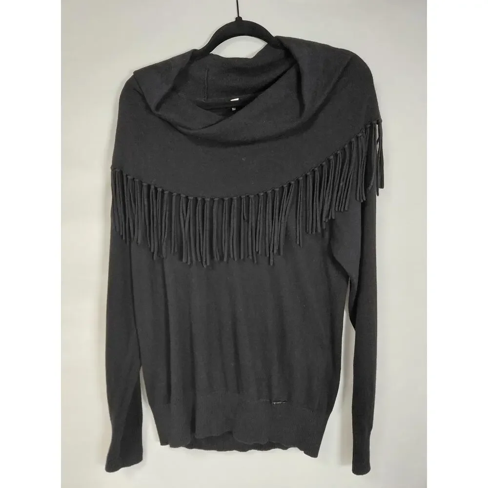 Michael Kors Cowl Neck Fringe Knit Pullover Sweater Women See Measurements